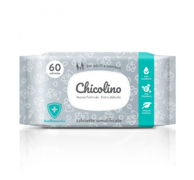 Chicolino Дитячі вологі серветки Chicolino Антибактеріальні 60 шт (4823098407126)