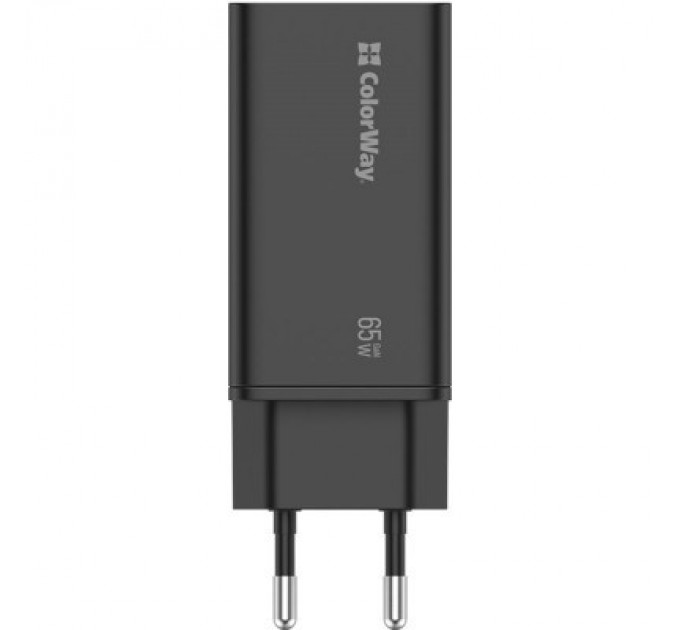 ColorWay Зарядний пристрій ColorWay GaN3 Pro Power Delivery (USB-A + 2 USB TYPE-C) (65W) (CW-CHS039PD-BK)