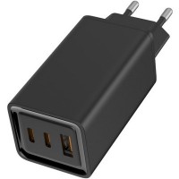 Зарядний пристрій ColorWay GaN3 Pro Power Delivery (USB-A + 2 USB TYPE-C) (65W) (CW-CHS039PD-BK)