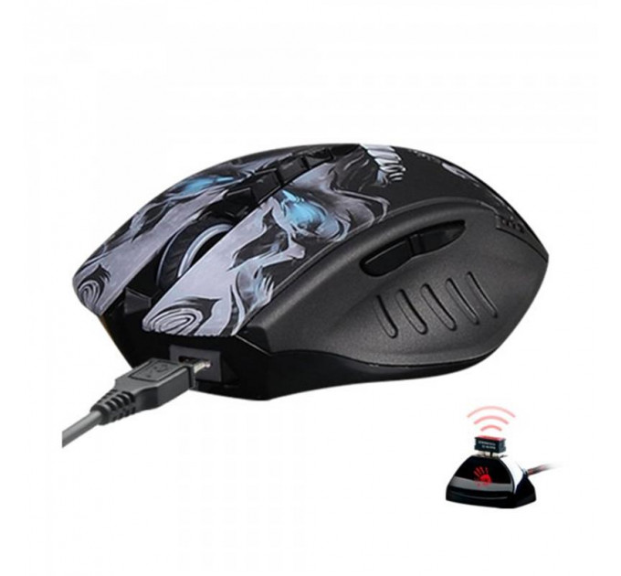 Мышь беспроводная A4Tech R80 Plus Bloody (Skull) Black