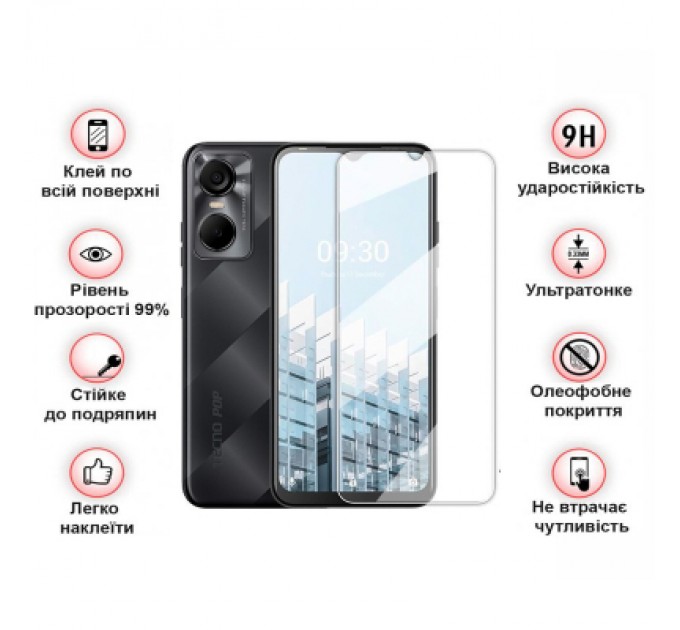 BeCover Скло захисне BeCover Tecno Pop 6 Pro (BE8) 3D Crystal Clear Glass (708555)
