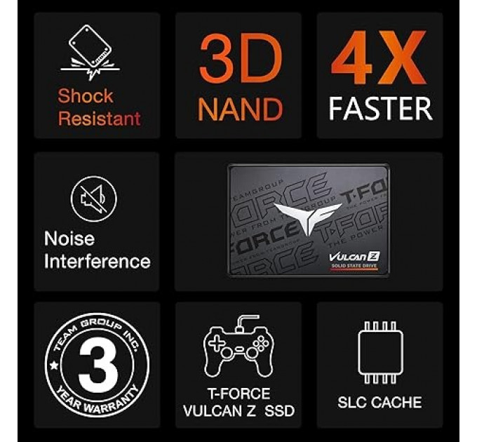 Накопитель SSD  512GB Team Vulcan Z 2.5" SATAIII 3D TLC (T253TZ512G0C101)