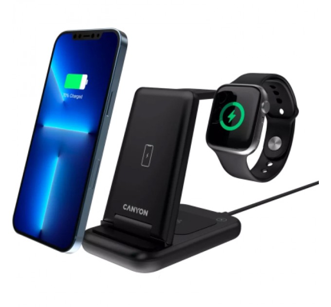 Canyon Зарядний пристрій Canyon WS- 304 Foldable 3in1 Wireless charger (CNS-WCS304B)