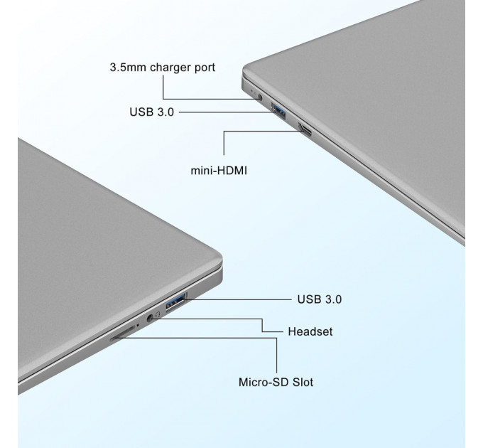 Ноутбук Wozifan W8 (Z000000994677); 14" FullHD (1920x1080) IPS LED глянцевый / Intel Celeron N4020C (1.1 - 2.8 ГГц) / RAM 6 ГБ / SSD 256 ГБ / Intel UHD Graphics / без ОП / Wi-Fi / BT / веб-камера / Windows 11 / 1.32 кг / серебристый