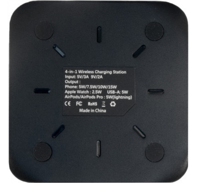 Extradigital Зарядний пристрій Extradigital 4-in-1 Wireless charging for iPhone / iWatch / Airpods (W8) Black (CWE1533)