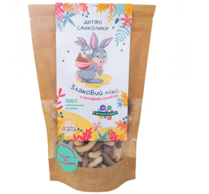 Дитячі Смаколики Дитяче печиво Дитячі Смаколики Злаковий мікс з солодкою стевією і вітамінами 25 г (1181034)