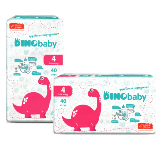 Підгузки Dino Baby Розмір 4 (7-14 кг) 40 шт (4823098410591)