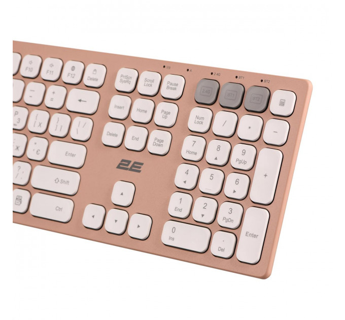 Клавиатура беспроводная 2E KS270 WL/BT EN/UKR Pink/White (2E-KS270WBPN_UA)