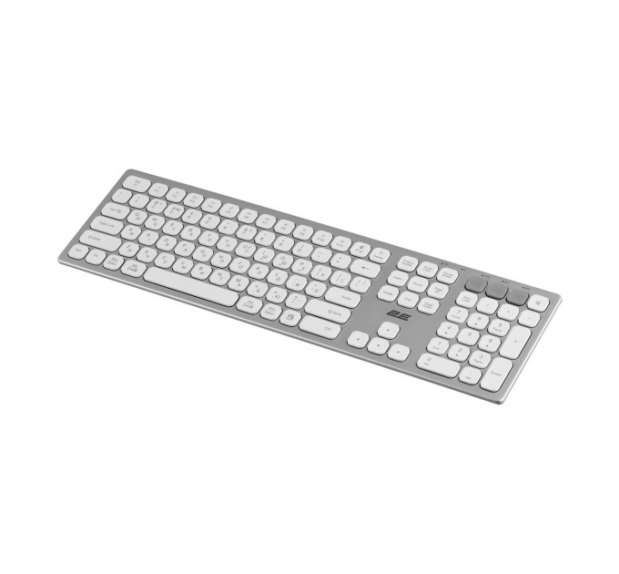Клавиатура беспроводная 2E KS270 WL/BT EN/UKR Silver/White (2E-KS270WBWH_UA)
