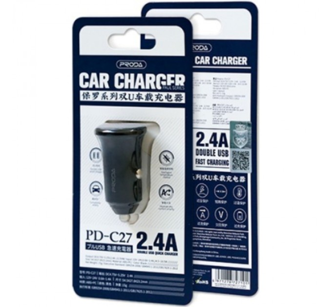 Proda Зарядний пристрій Proda Paul series PD-C27 black (PD-C27-BK)