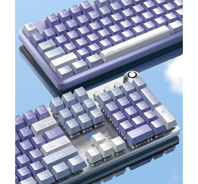 Клавіатура Aula Mechanical F2088 PRO White/Violet, plus 9 Purple keys KRGD blue (6948391234915)