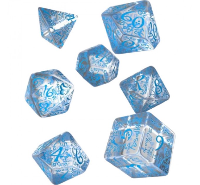 Q-Workshop Набір кубиків для настільних ігор Q-Workshop Elvish Translucent blue Dice Set (7 шт) (SELV11)
