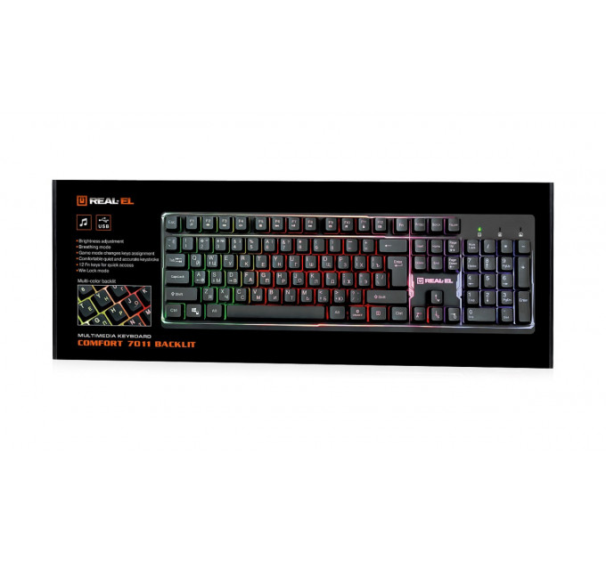 Клавіатура REAL-EL Comfort 7011 Backlit Ukr Black