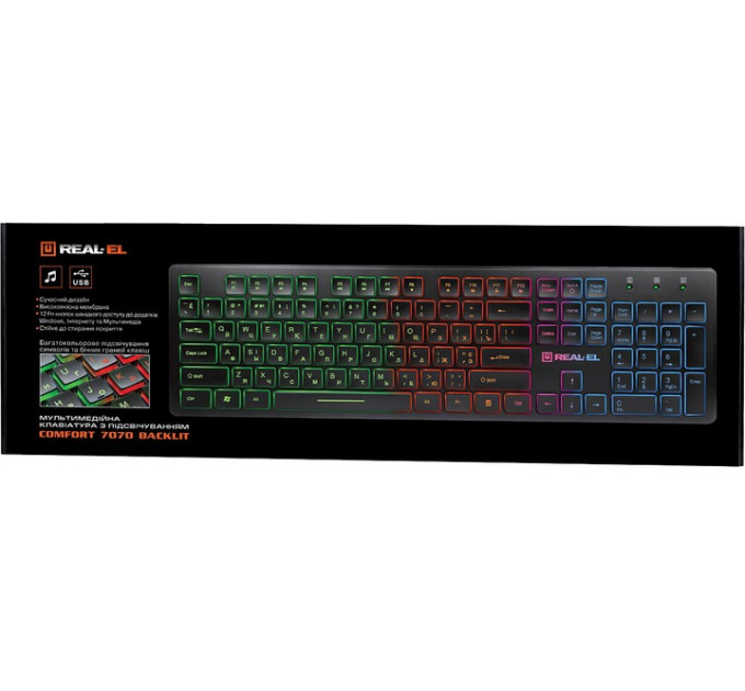 Клавіатура REAL-EL Comfort 7070 Ukr Black