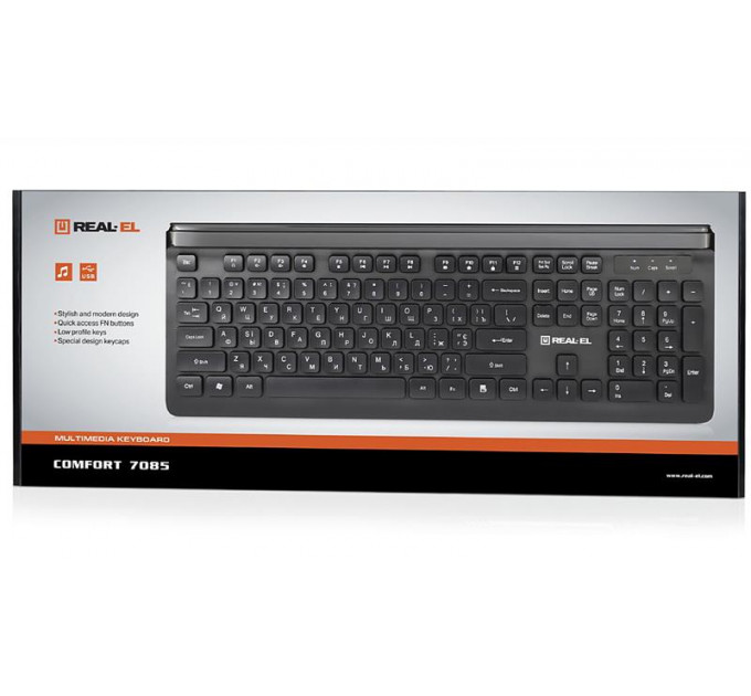 Клавіатура REAL-EL Comfort 7085 Ukr Black