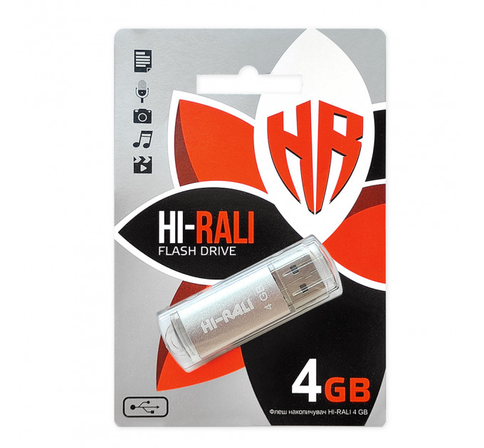 Флеш-накопичувач USB 4GB Hi-Rali Rocket Series Silver (HI-4GBVCSL)