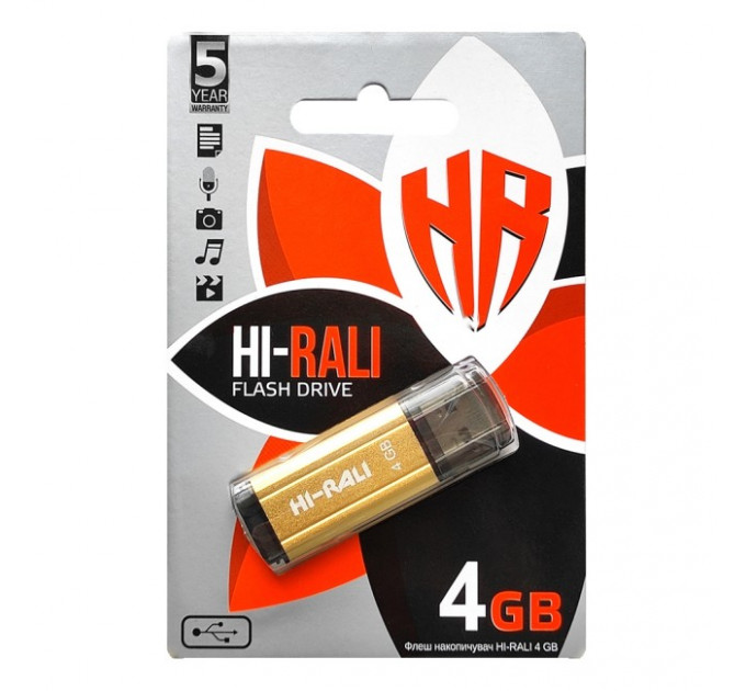 Флеш-накопичувач USB 4GB Hi-Rali Stark Series Gold (HI-4GBSTGD)