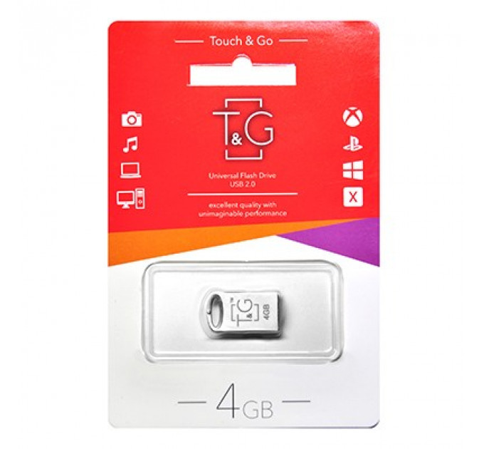 Флеш-накопичувач USB 4GB T&G 105 Metal Series Silver (TG105-4G)