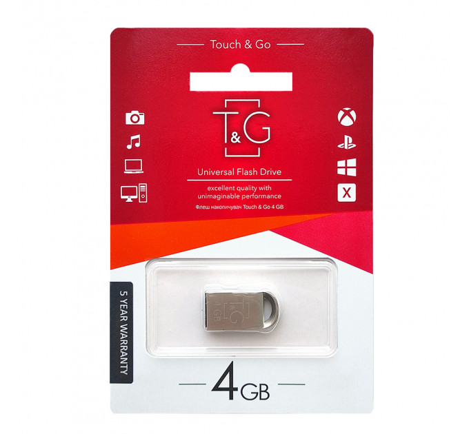 Флеш-накопичувач USB 4GB T&G 107 Metal Series Silver (TG107-4G)