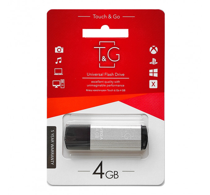 Флеш-накопичувач USB 4GB T&G 121 Vega Series Silver (TG121-4GBSL)