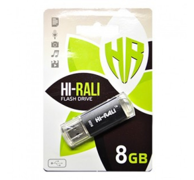 Флеш-накопитель USB 8GB Hi-Rali Rocket Series Black (HI-8GBVCBK)