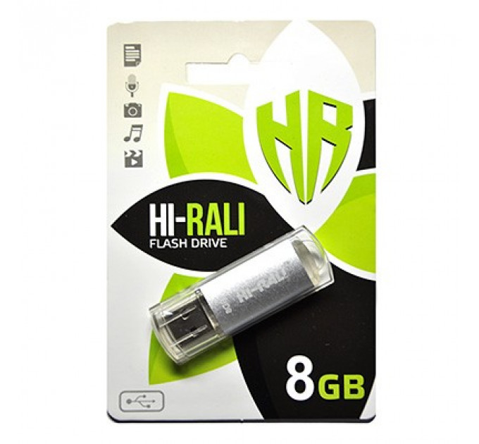 Флеш-накопичувач USB 8GB Hi-Rali Rocket Series Silver (HI-8GBVCSL)