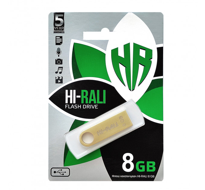 Флеш-накопичувач USB 8GB Hi-Rali Shuttle Series Gold (HI-8GBSHGD)