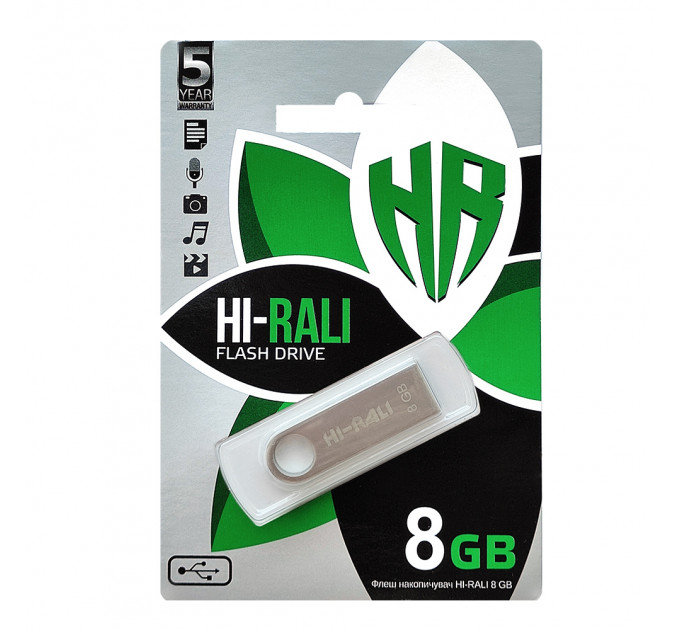 Флеш-накопичувач USB 8GB Hi-Rali Shuttle Series Silver (HI-8GBSHSL)