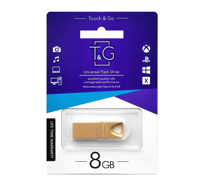 Флеш-накопичувач USB 8GB T&G 117 Metal Series Gold (TG117GD-8G)