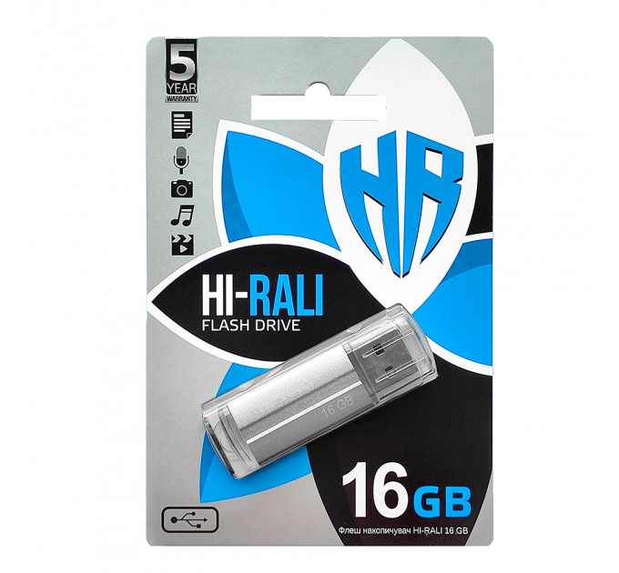 Флеш-накопичувач USB 16GB Hi-Rali Corsair Series Silver (HI-16GBCORSL)