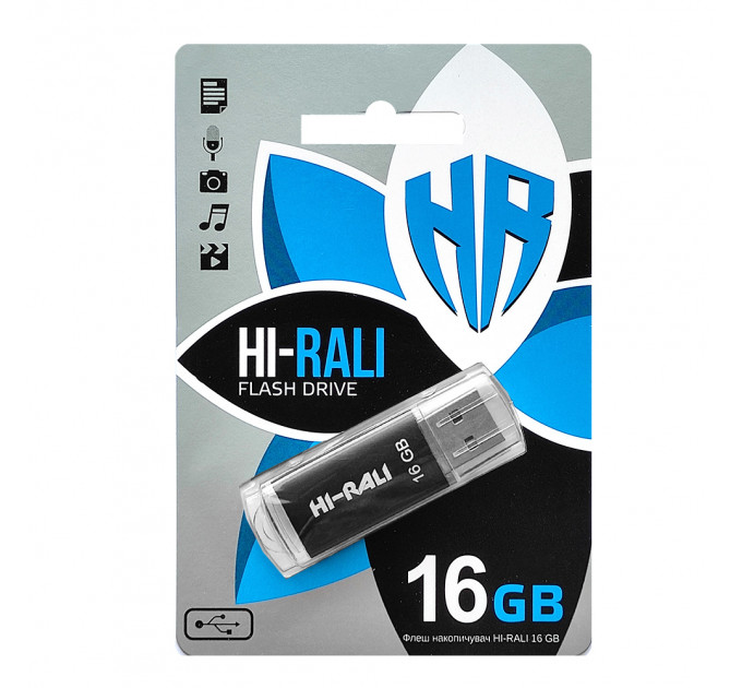Флеш-накопичувач USB 16GB Hi-Rali Rocket Series Black (HI-16GBVCBK)