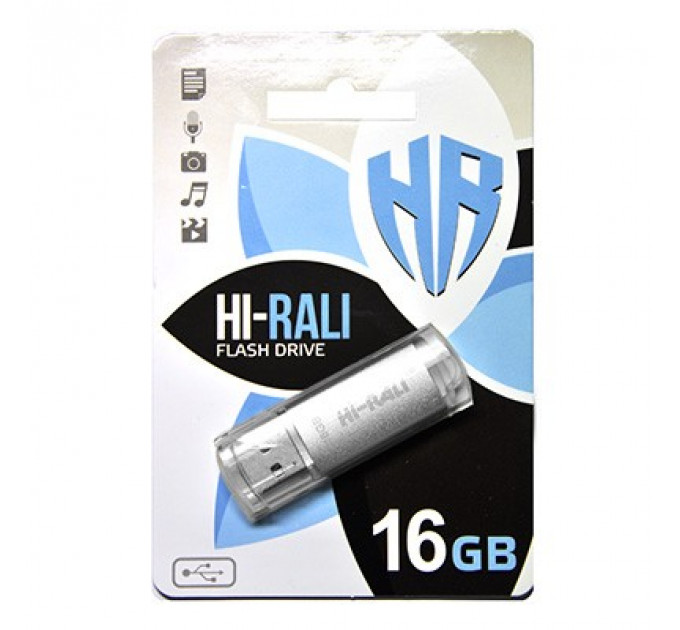 Флеш-накопичувач USB 16GB Hi-Rali Rocket Series Silver (HI-16GBVCSL)