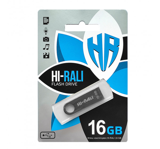 Флеш-накопичувач USB 16GB Hi-Rali Shuttle Series Black (HI-16GBSHBK)