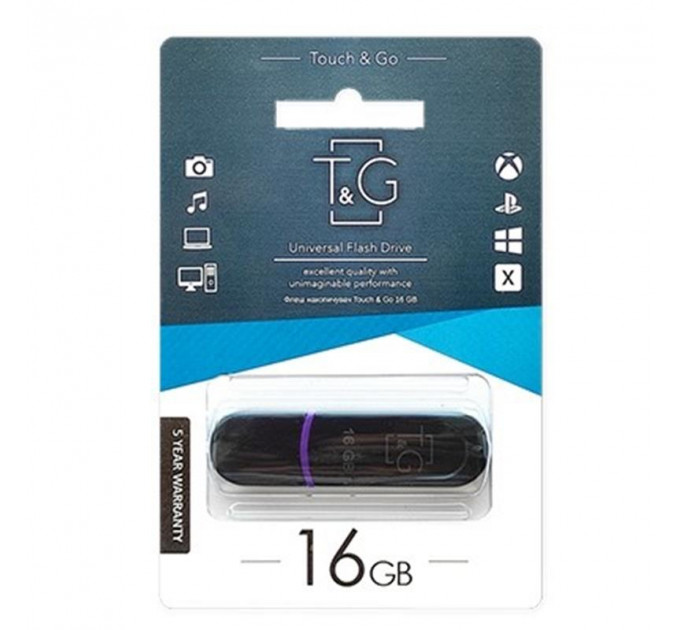 Флеш-накопичувач USB 16GB T&G 012 Classic Series Black (TG012-16GBBK)