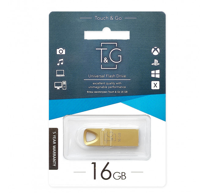 Флеш-накопитель USB 16GB T&G 117 Metal Series Gold (TG117GD-16G)