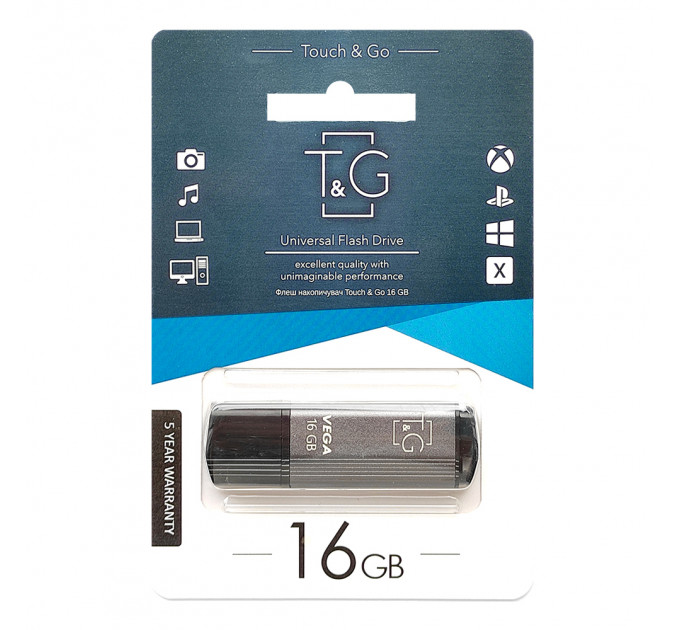 Флеш-накопичувач USB 16GB T&G 121 Vega Series Grey (TG121-16GBGY)