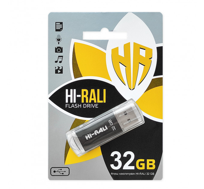 Флеш-накопитель USB 32GB Hi-Rali Rocket Series Black (HI-32GBVCBK)