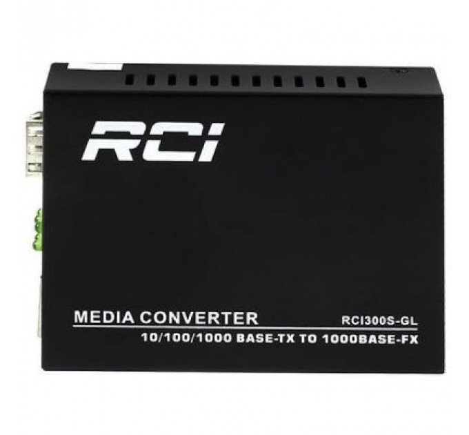 Медіаконвертер RCI 1G, SFP slot, RJ45, standart size metal case (RCI300S-GL)