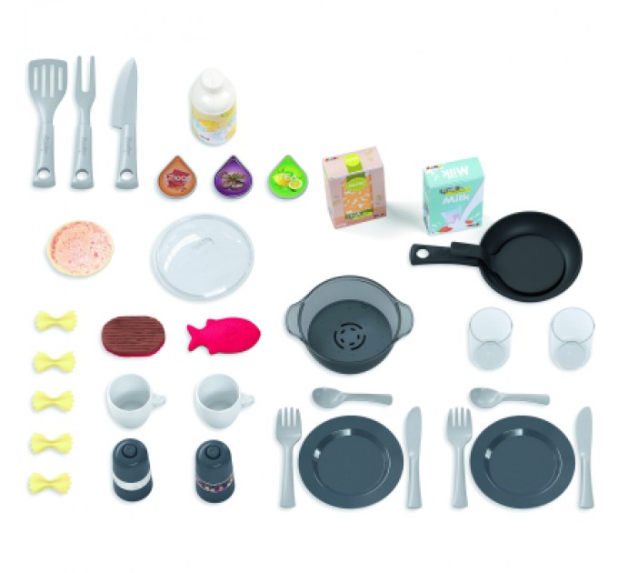 Smoby Ігровий набір Smoby Велика інтерактивна кухня Тефаль Студіо з ефектом кипіння 34 аксесуари М'ятно-сіра з білим (311053)