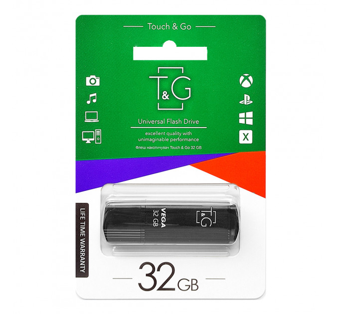Флеш-накопичувач USB 32GB T&G 121 Vega Series Black (TG121-32GBBK)