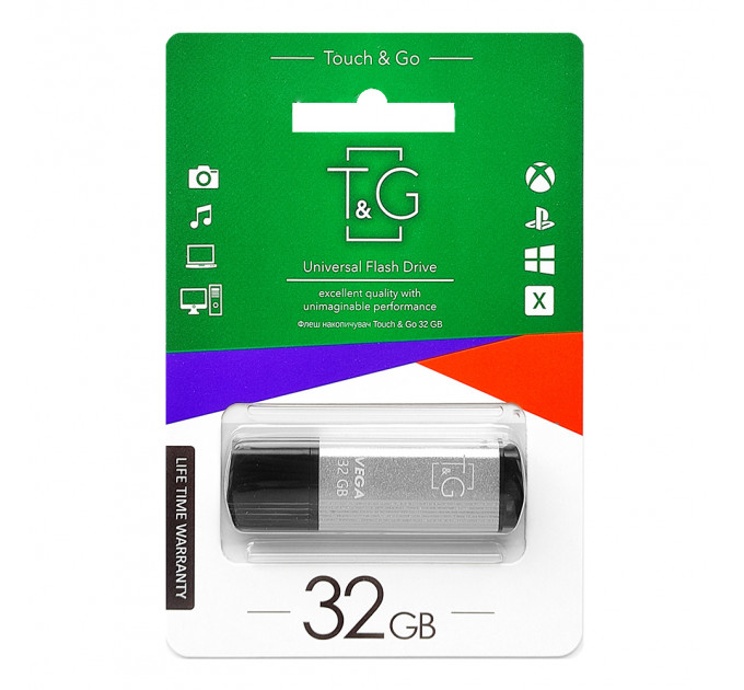 Флеш-накопичувач USB 32GB T&G 121 Vega Series Silver (TG121-32GBSL)