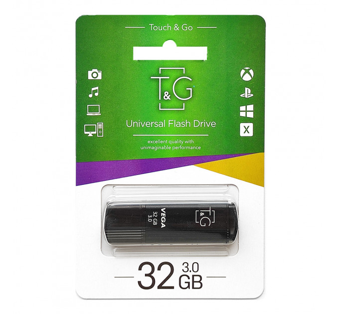 Флеш-накопитель USB3.0 32GB T&G 121 Vega Series Black (TG121-32GB3BK)