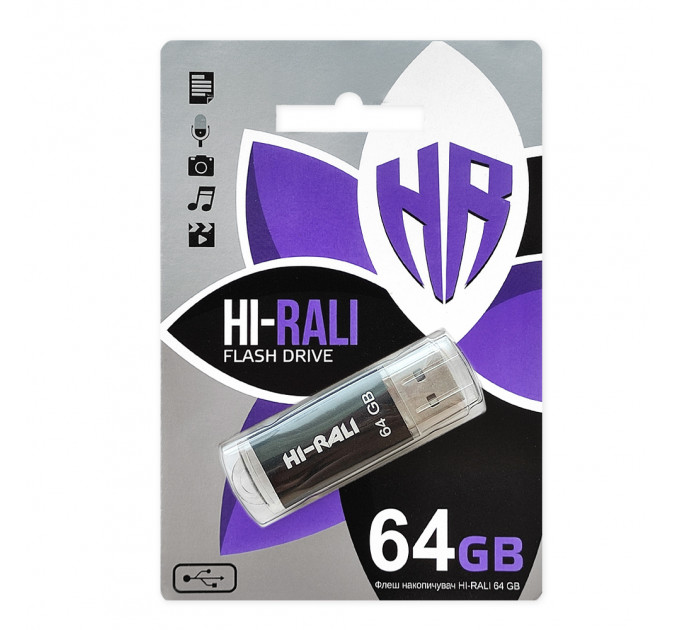 Флеш-накопитель USB 64GB Hi-Rali Rocket Series Black (HI-64GBVCBK)