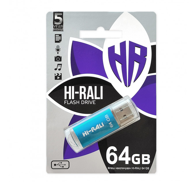 Флеш-накопитель USB 64GB Hi-Rali Rocket Series Blue (HI-64GBVCBL)