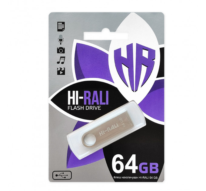 Флеш-накопитель USB 64GB Hi-Rali Shuttle Series Silver (HI-64GBSHSL)