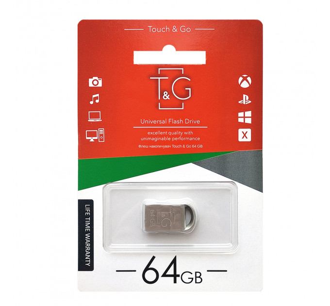 Флеш-накопитель USB 64GB T&G 107 Metal Series Silver (TG107-64G)