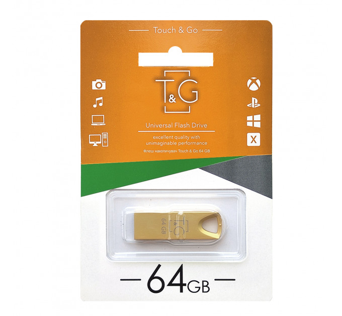 Флеш-накопитель USB 64GB T&G 117 Metal Series Gold (TG117GD-64G)