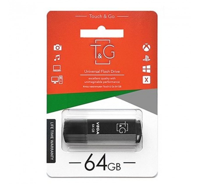Флеш-накопитель USB 64GB T&G 121 Vega Series Black (TG121-64GBBK)