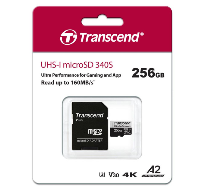 Transcend Карта пам'яті Transcend 256GB microSDXC class 10 UHS-I U3 A2 340S (TS256GUSD340S)
