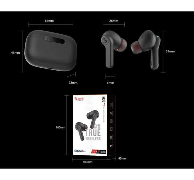 Bluetooth-гарнитура A4Tech Bloody M30 Black+Red